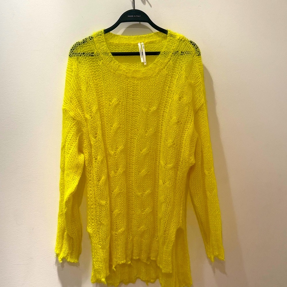 Anthropologie Bright Yellow Crew Neck Sweater